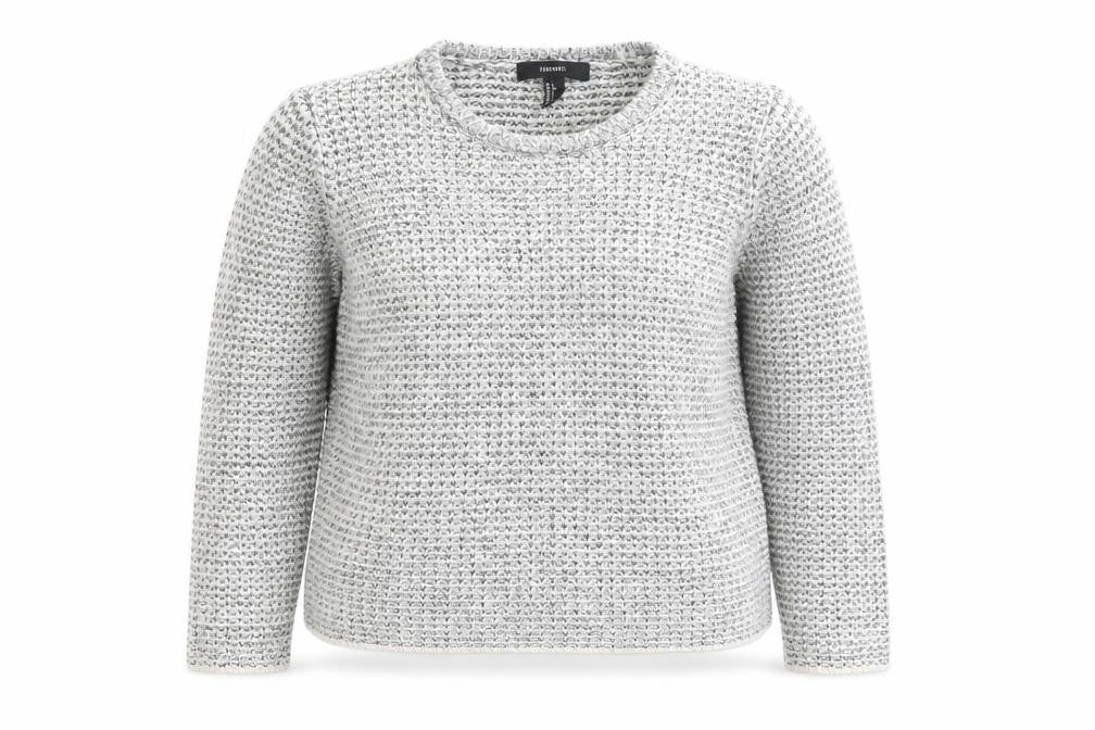 Forever 21 Women’s Grey Chunky-Knit Acrylic Jumper Size L