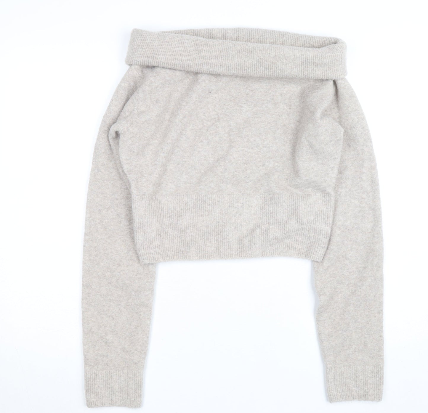 Weekday Women's Beige Wool Blend Cowl Neck Jumper Size M
