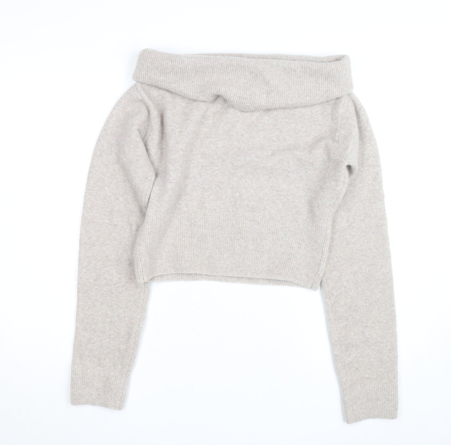 Weekday Women's Beige Wool Blend Cowl Neck Jumper Size M