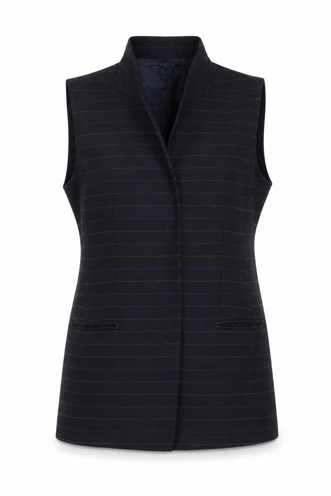 Zara Basic Men's Black Striped Waistcoat M Regular Fit Twill Lined