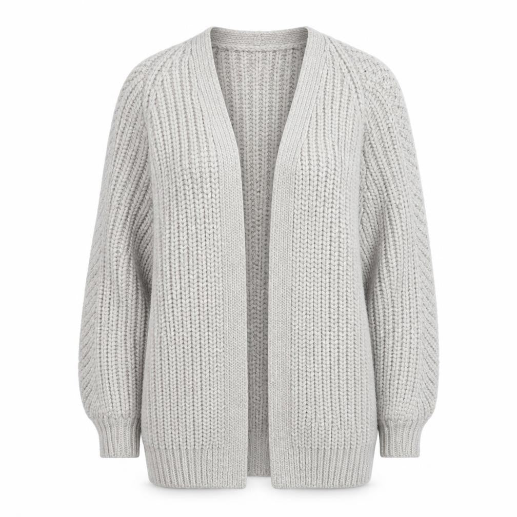 Sonsandar Womens Beige Chunky Knit Long Cardigan Size S V-Neck