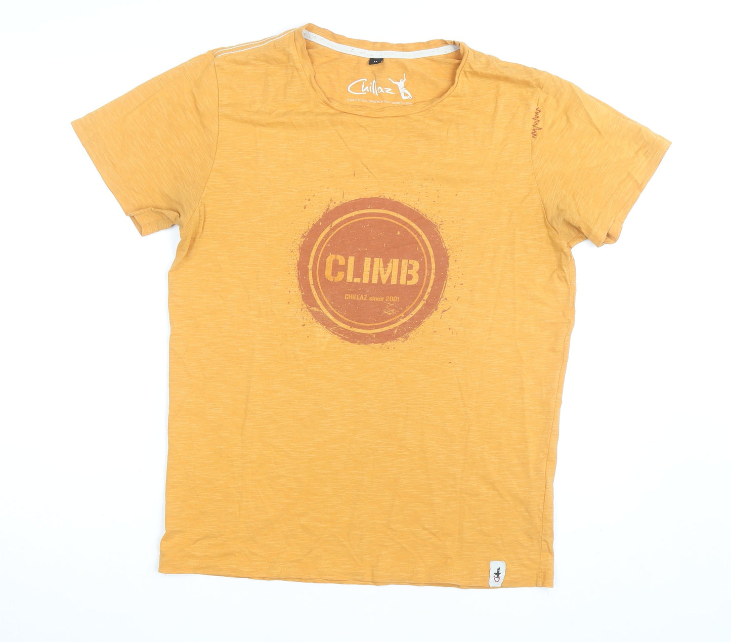 Chillaz Men's Yellow Climb Graphic Short Sleeve Cotton T-Shirt M