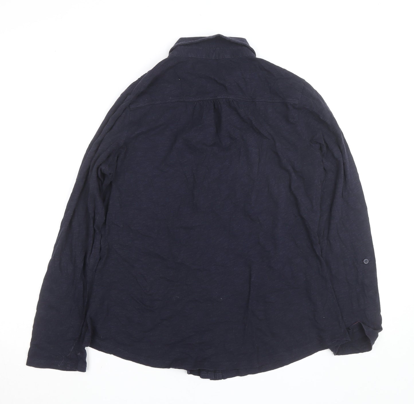 Marks and Spencer Men's Blue Long Sleeve Cotton Button-Up Shirt L