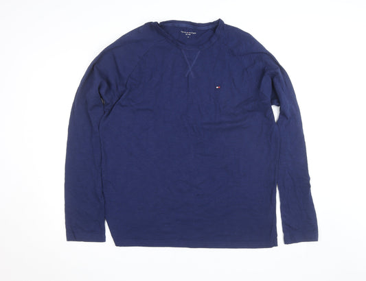 Tommy Hilfiger Men Blue XL Long Sleeve Cotton Crew Neck Top