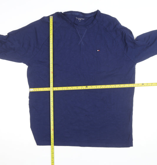 Tommy Hilfiger Men Blue XL Long Sleeve Cotton Crew Neck Top