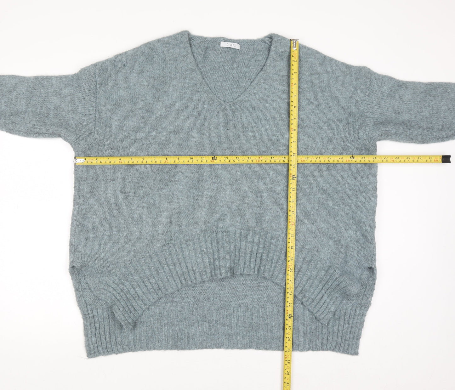 Diverse Women’s Grey V-Neck Knit Pullover Jumper Size S