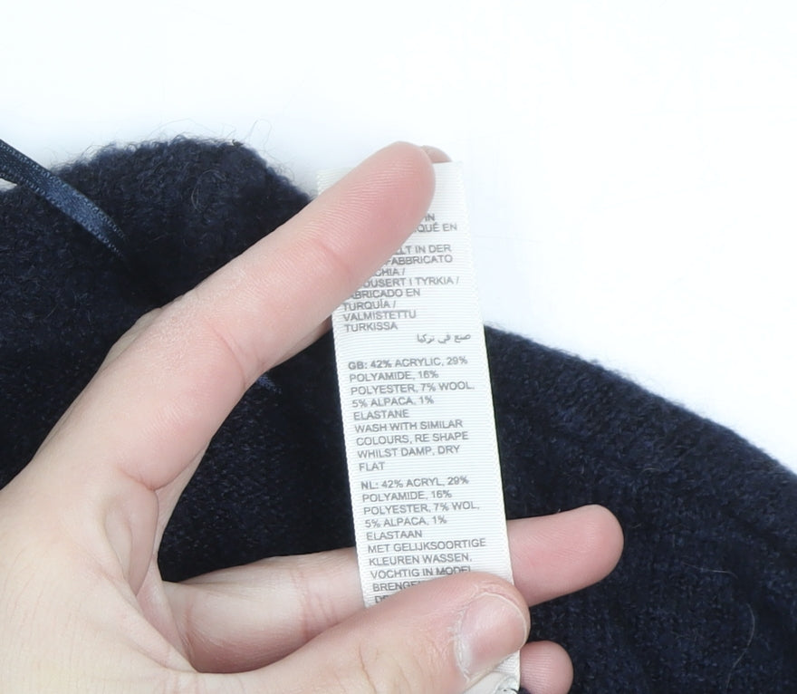 Fat Face Women Blue Knit Open Cardigan UK 16 Wool Blend