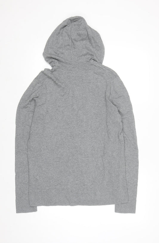 Jaeger Men's Grey Full Zip Cotton Hoodie M Regular Fit