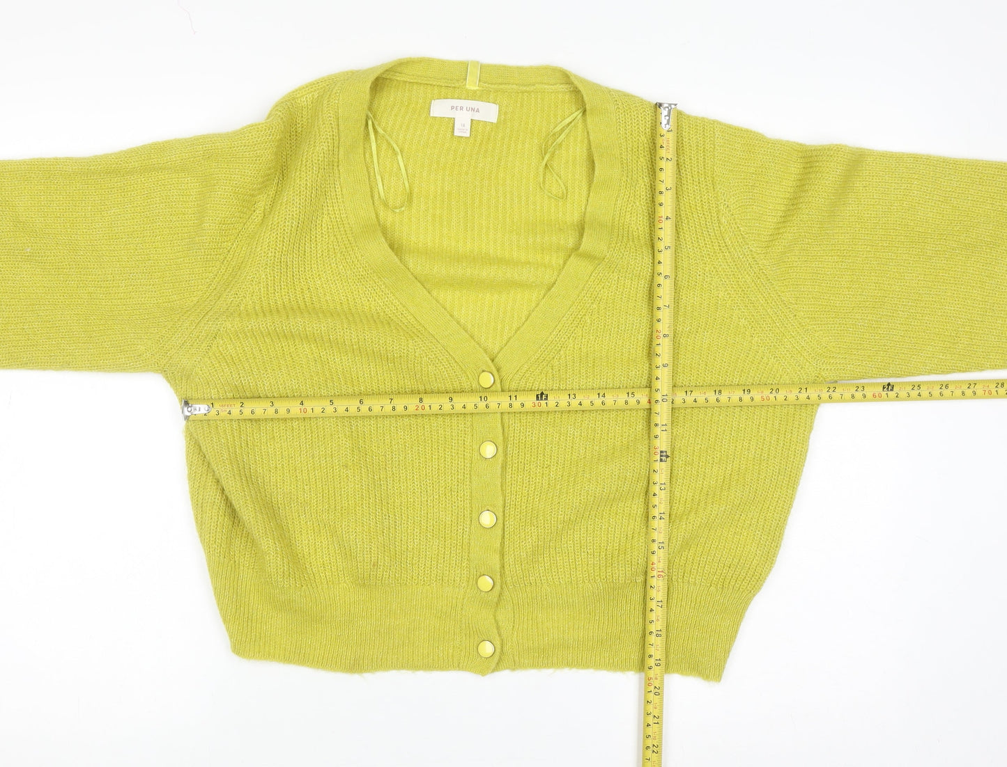 Marks and Spencer Per Una Women’s Green Cardigan Size 18 Knit V-Neck