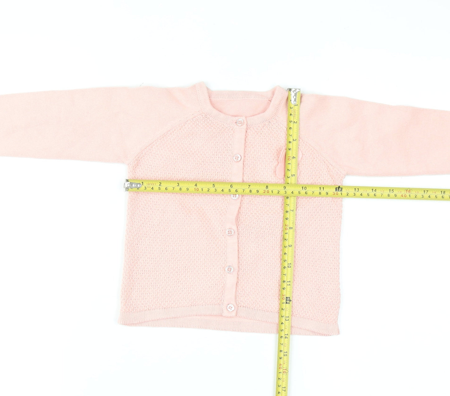 Nutmeg Girls Pink Cotton Cardigan 4-5 Years Button Front Butterfly Accent