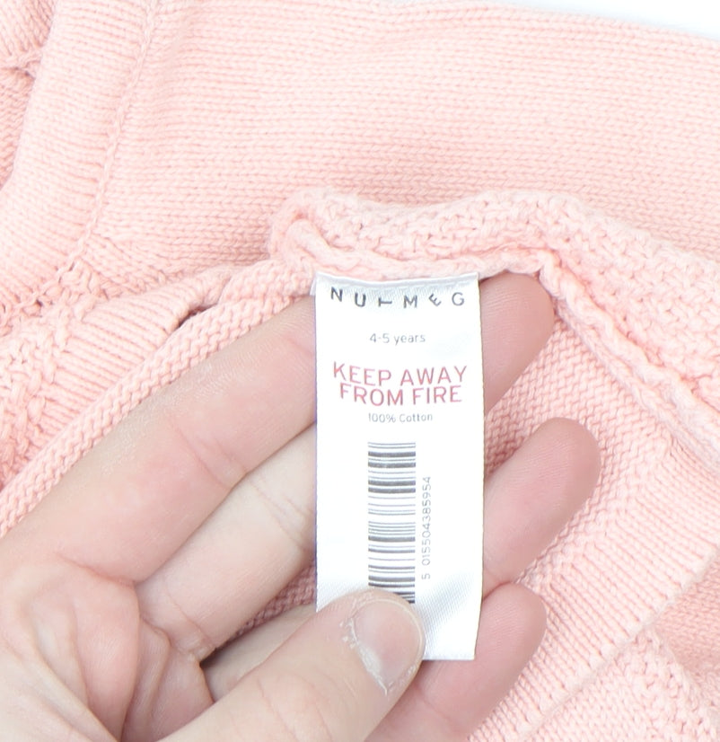 Nutmeg Girls Pink Cotton Cardigan 4-5 Years Button Front Butterfly Accent