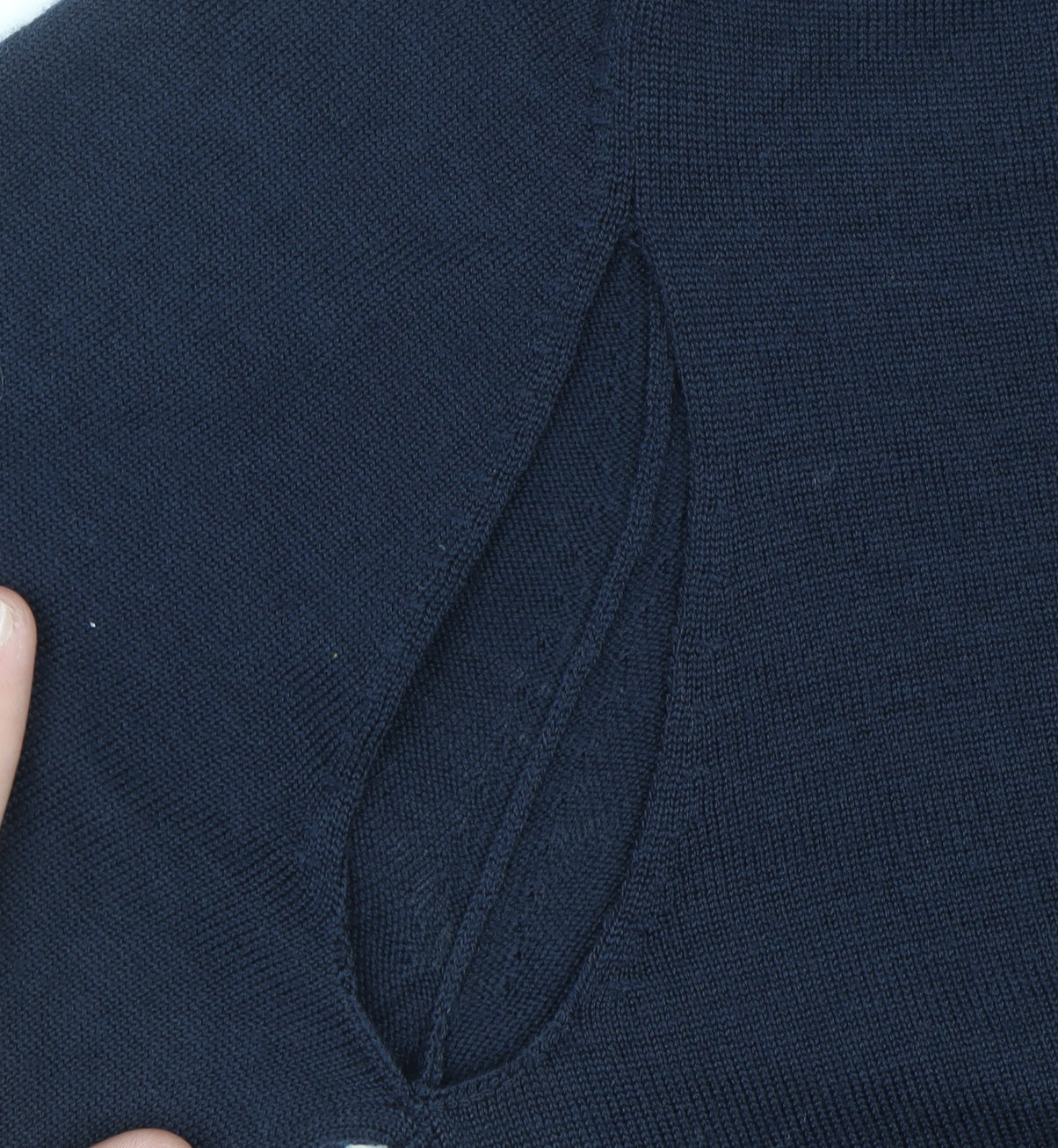 Jaeger Men's Blue Merino Wool Silk Half Zip High Neck Jumper Size S