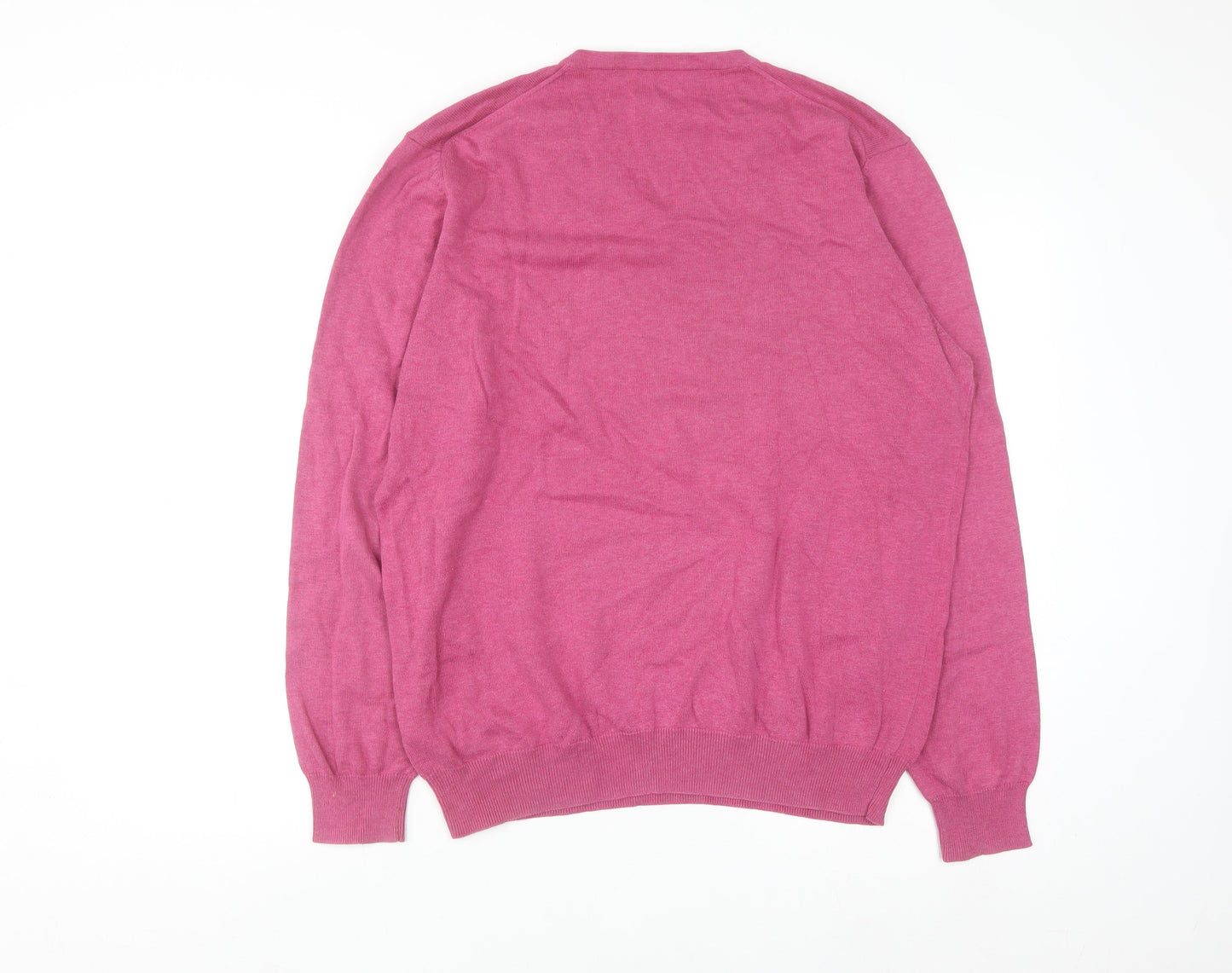 Wolsey Women's Pink Cotton V-Neck Long Sleeve Pullover Jumper L