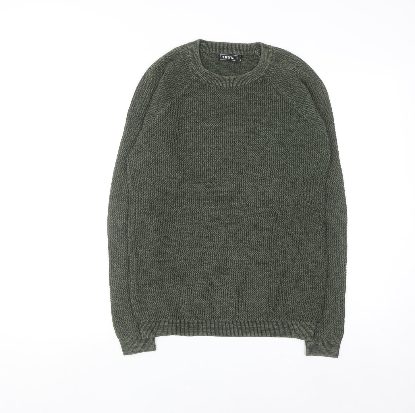 Peacocks Men’s Green Cotton Crew Neck Jumper Size S