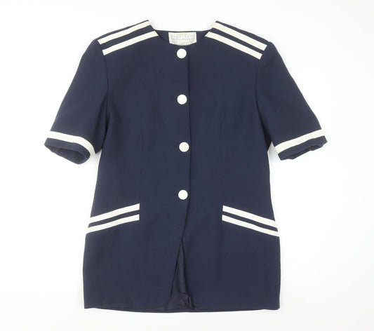 Boulevard Collections Women's Blue Size 14 Short Sleeve Single Breasted Suit Jacket