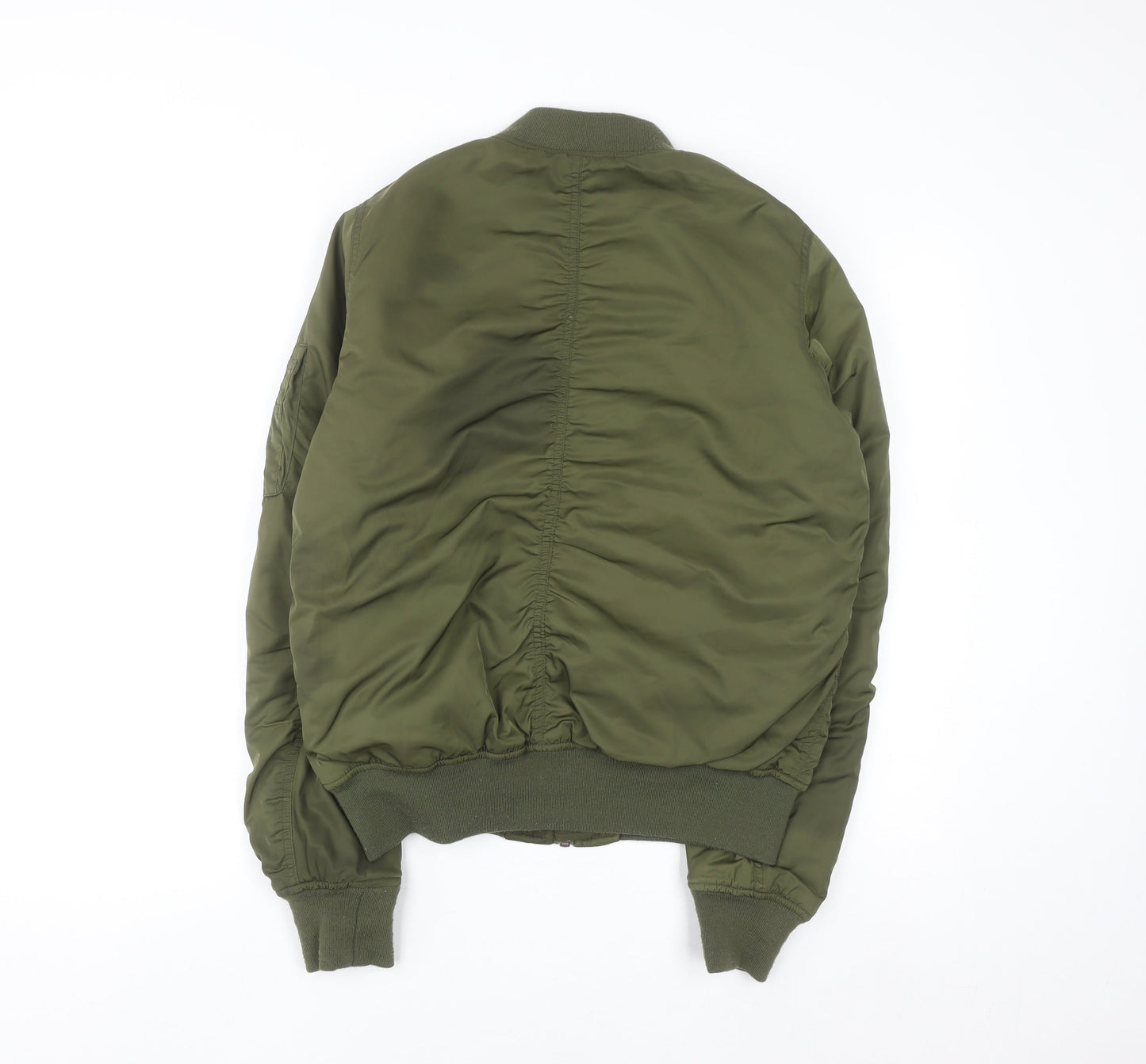 Topshop Women Green Size 12 Bomber Jacket Polyester Zip Casual