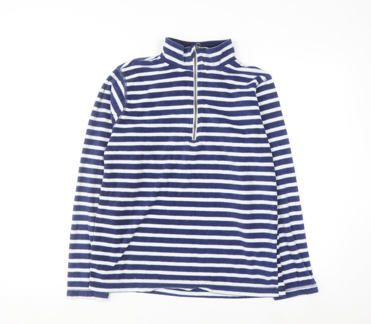 GAP Women Blue White Striped Fleece 1/2 Zip Pullover Sweatshirt L