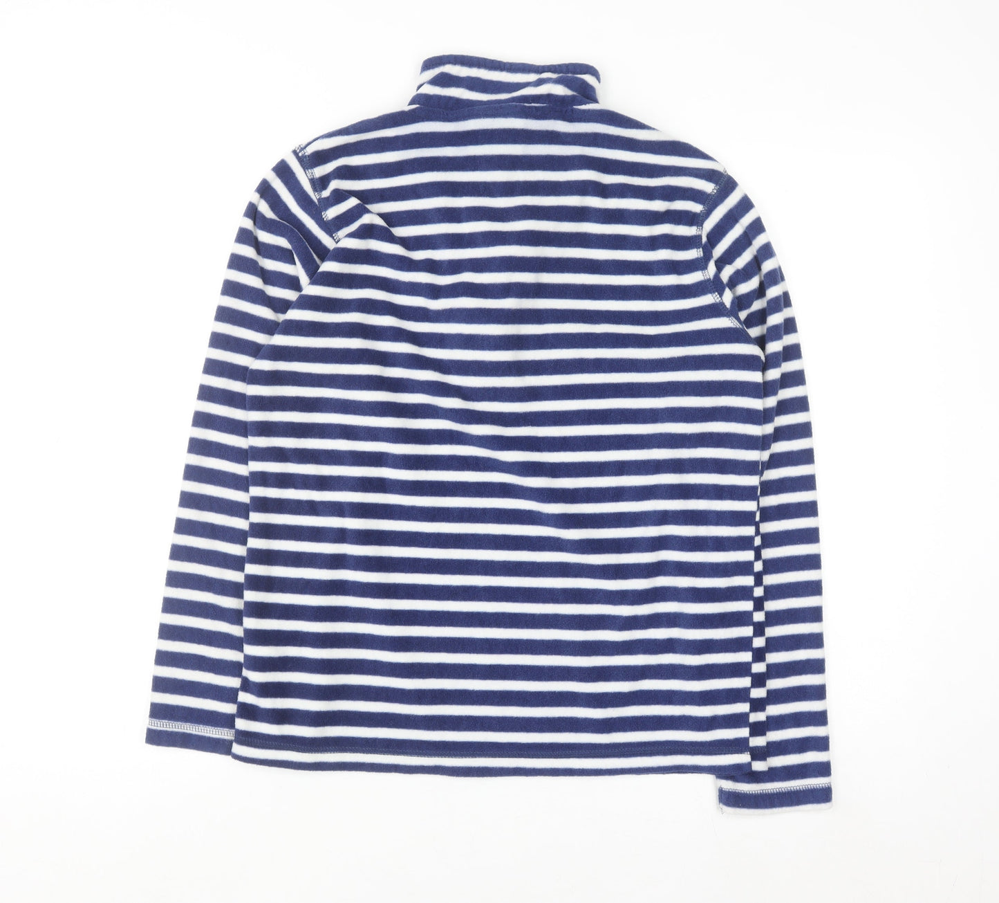 GAP Women Blue White Striped Fleece 1/2 Zip Pullover Sweatshirt L