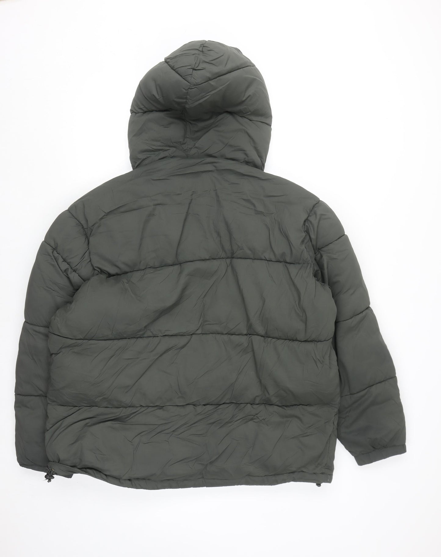 ZARA Mens Green Hooded Puffer Jacket Size M Regular Fit