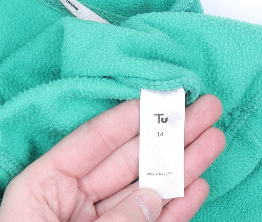 Tu Women Green Fleece Full Zip Sweatshirt Size 14