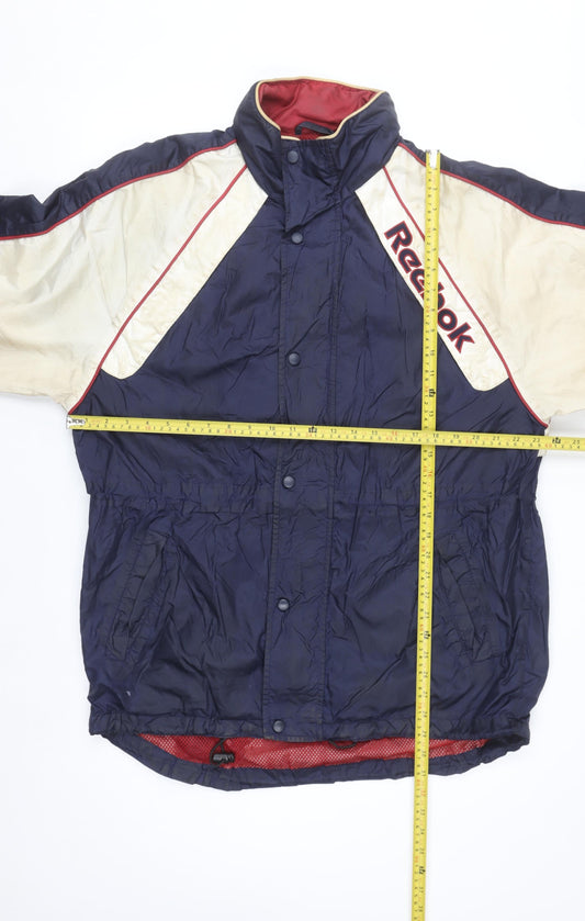 Reebok Men's Blue Windbreaker Sports Jacket Size S 90s Retro Style