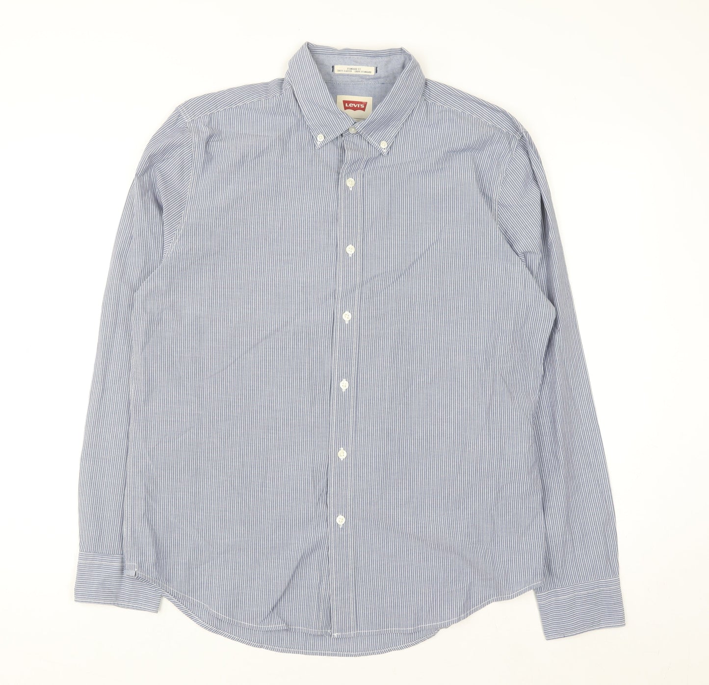 Levi's Men's Blue Striped Button-Up Long Sleeve Cotton Shirt M