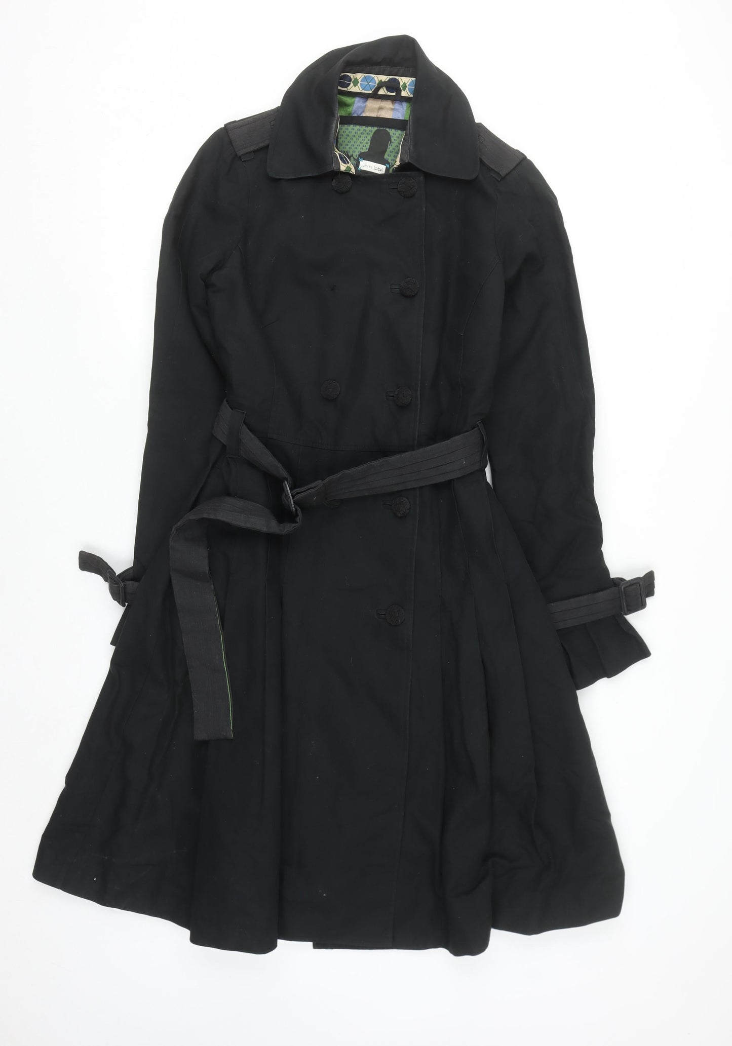 T-Martin White Label Women's Black Embroidered Trench Coat Size M