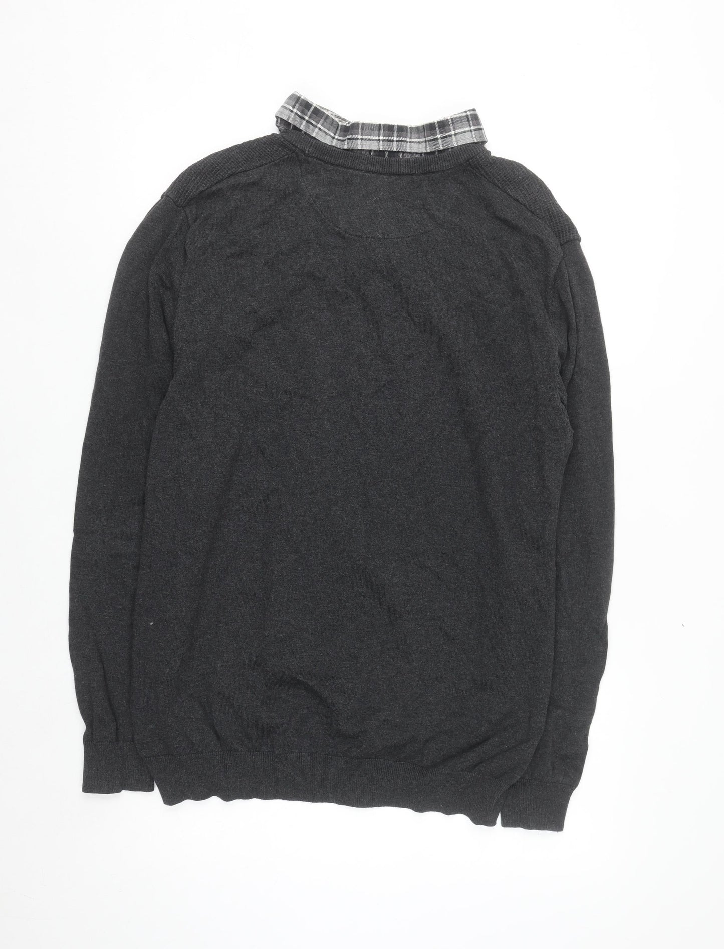 Next Men’s Grey Cotton Waffle-Knit Jumper XL Crew Neck