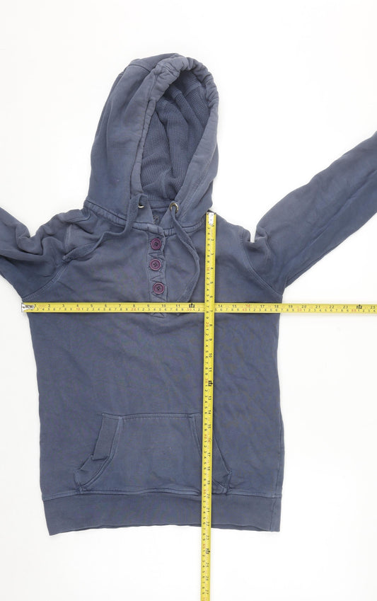 Rule The Water Women's Dark Navy Henley Hoodie Size M 100% Cotton