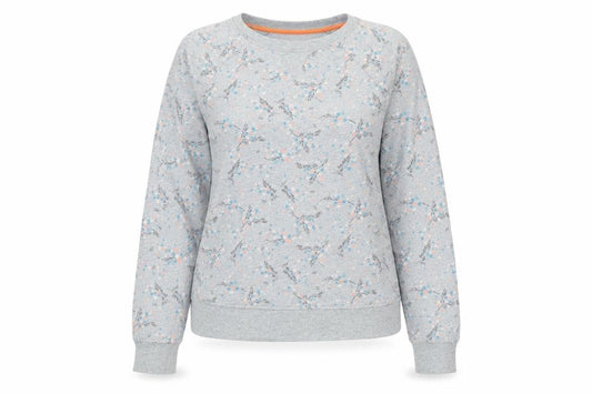 Boden Womens Grey Floral Sweatshirt UK 10 Cotton Crew Neck Long Sleeve
