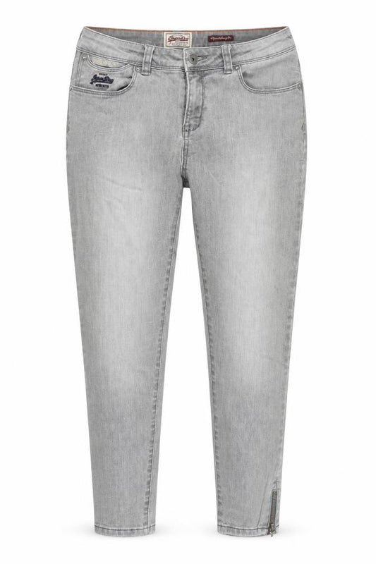 Superdry Women’s Grey Skinny Jeans 31W Ankle Zip Cotton Blend