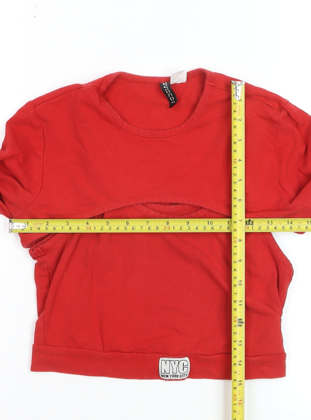Bershka Women Red Cropped Long Sleeve Slim Fit T-Shirt M
