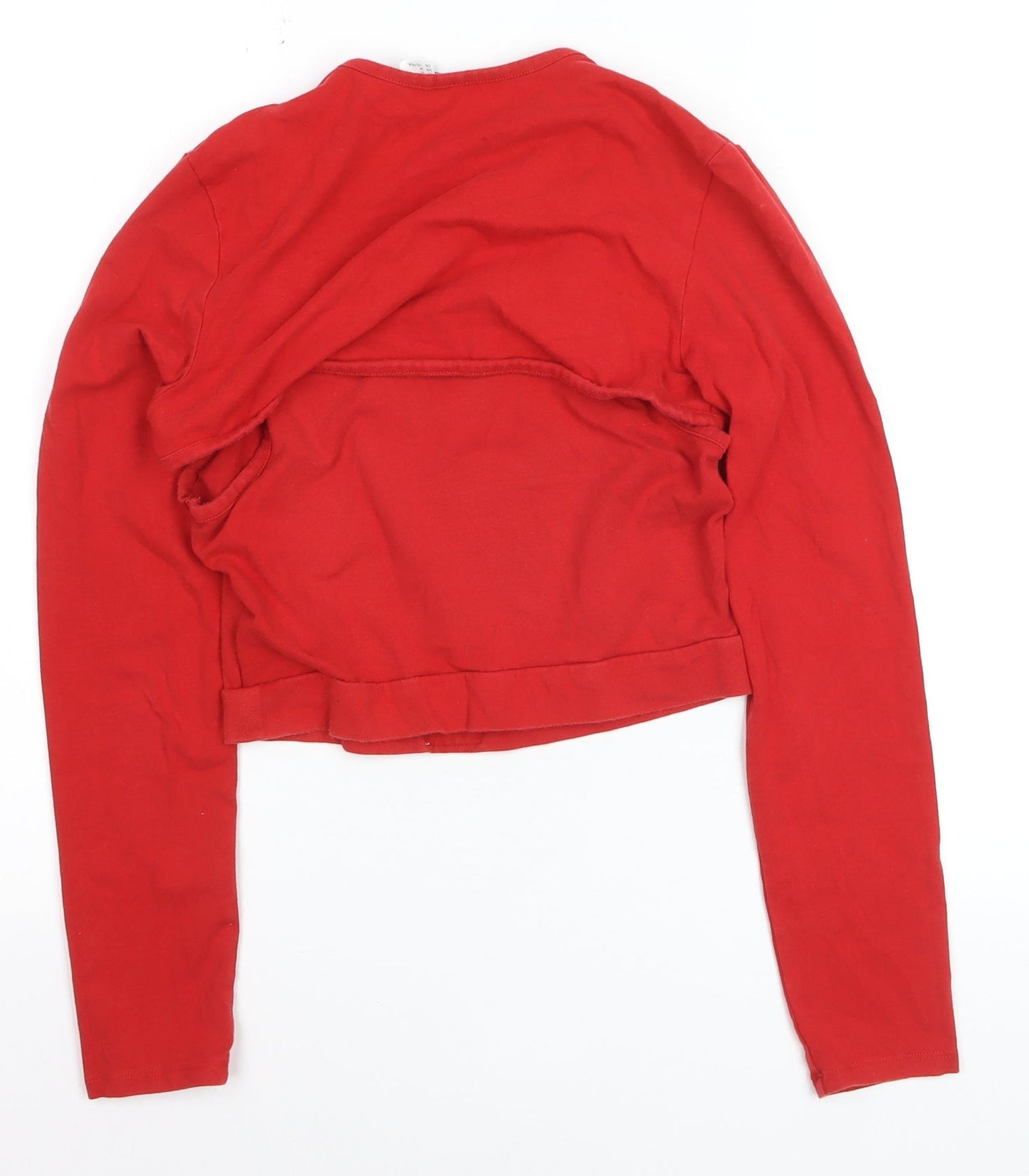 Bershka Women Red Cropped Long Sleeve Slim Fit T-Shirt M