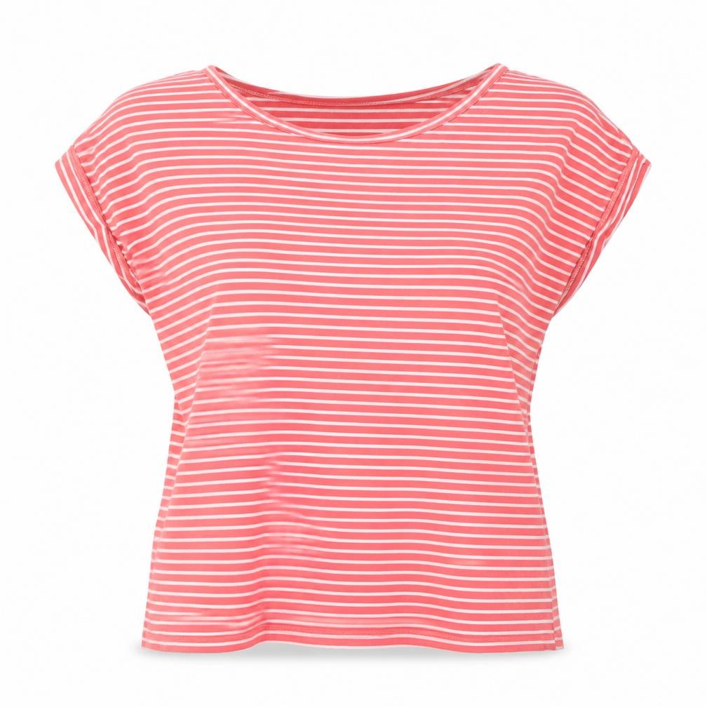 JOY Womens Pink White Striped Cotton T-Shirt Size M
