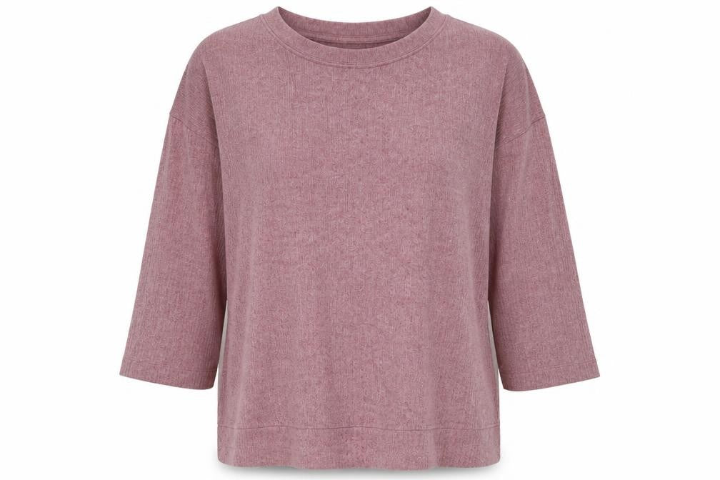 Marks & Spencer Women Pink XL Relaxed 3/4 Sleeve Basic T-Shirt