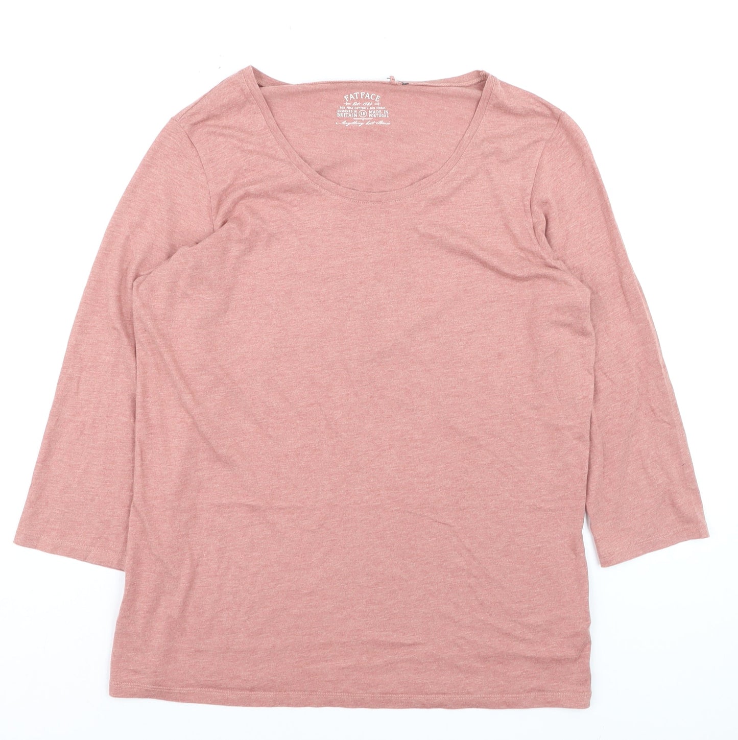 FatFace Women’s Pink 3/4 Sleeve Basic Scoop Neck T-Shirt Size 18