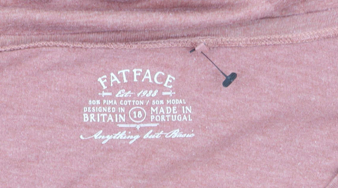 FatFace Women’s Pink 3/4 Sleeve Basic Scoop Neck T-Shirt Size 18