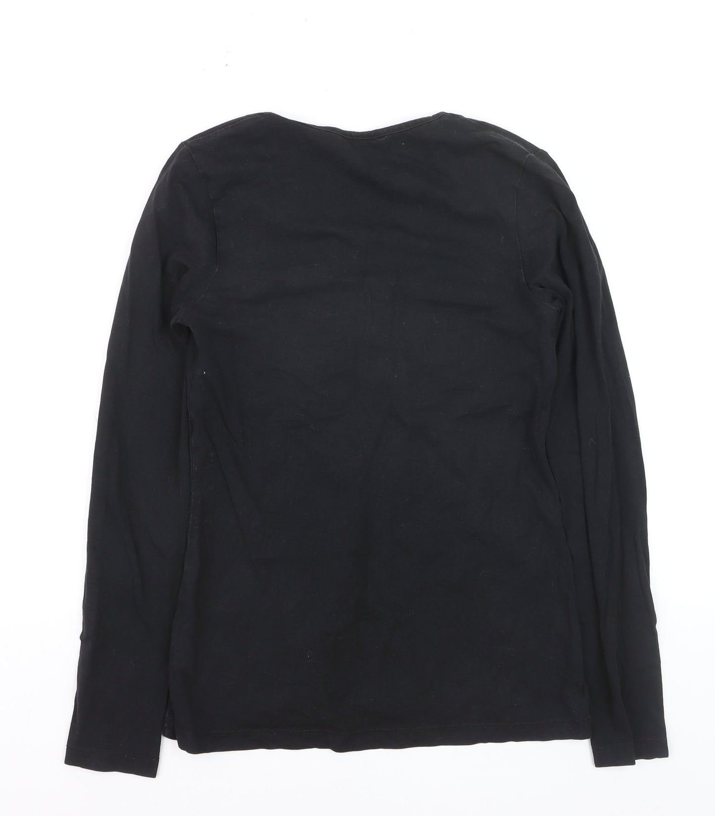 H&M Maternity Black Wrap Jersey Long Sleeve V-Neck Blouse Size 8