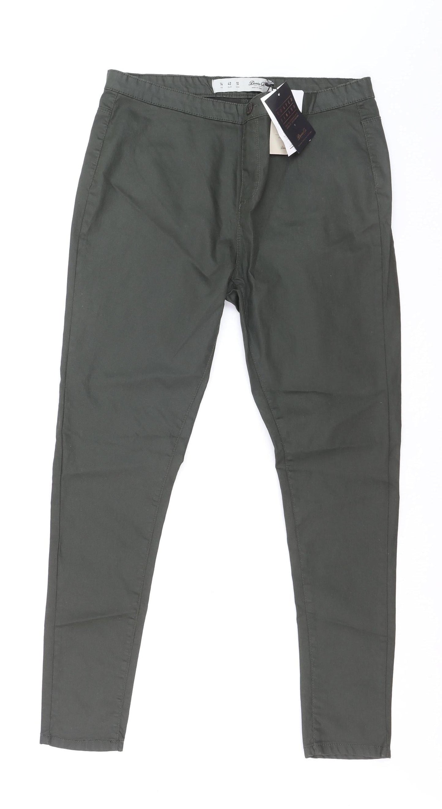 Denim Co. Women's Green Size 14 Chino Slim Trousers