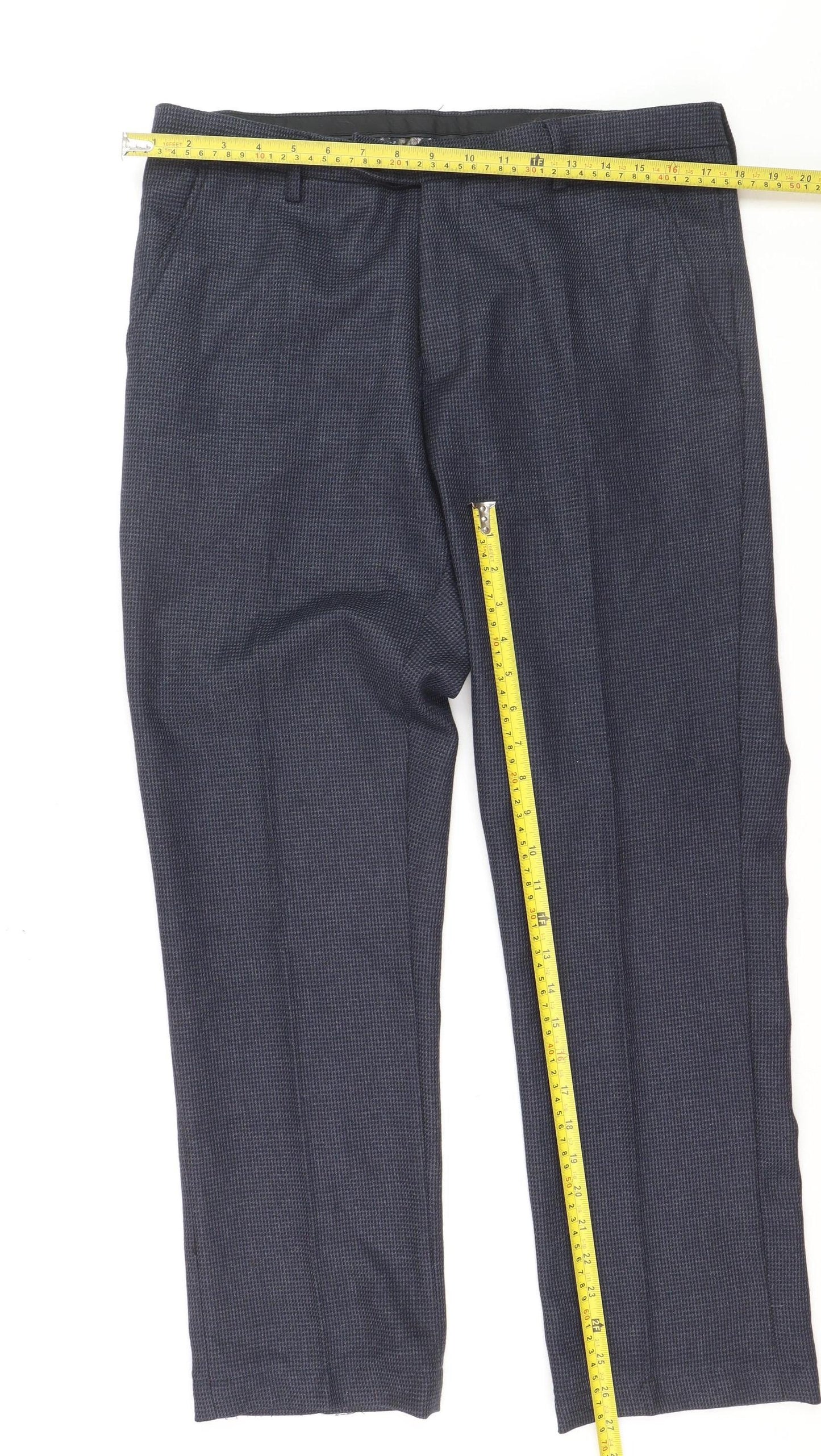 Cavani Women's Blue Herringbone Dress Pants Size 12 Regular Fit