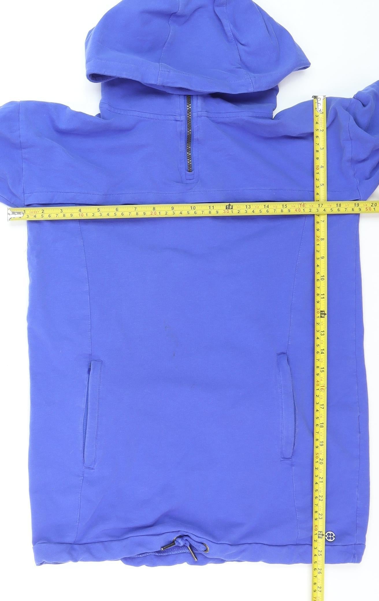 Sweaty Betty Womens Blue Half Zip Hoodie Medium Cotton Blend