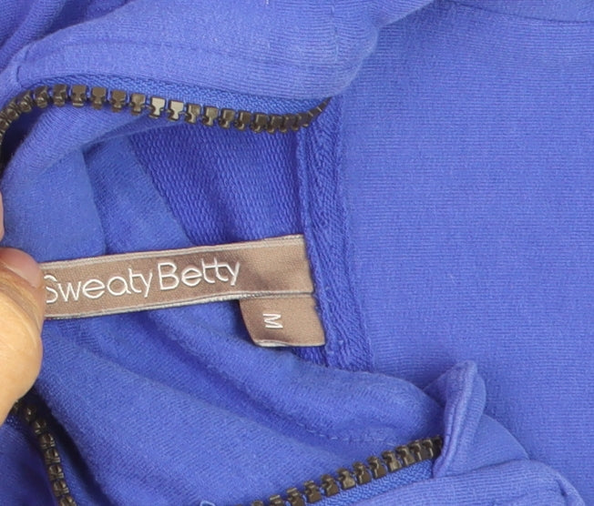 Sweaty Betty Womens Blue Half Zip Hoodie Medium Cotton Blend