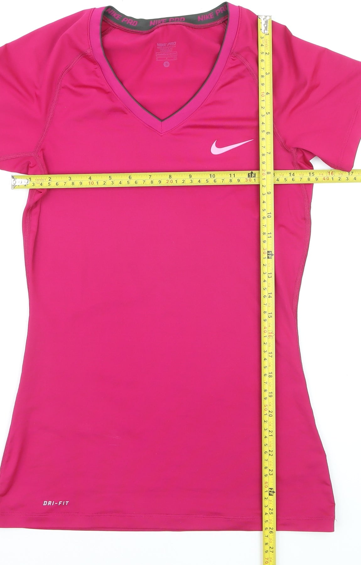 Nike Pro Women's Pink Dri-FIT V-Neck Short Sleeve Training Top Size S