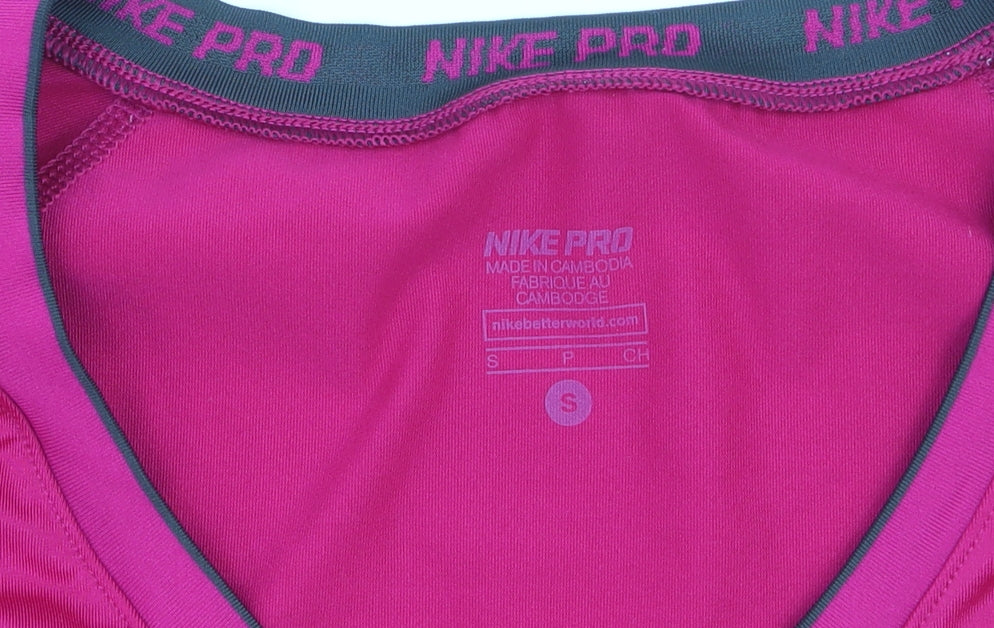 Nike Pro Women's Pink Dri-FIT V-Neck Short Sleeve Training Top Size S
