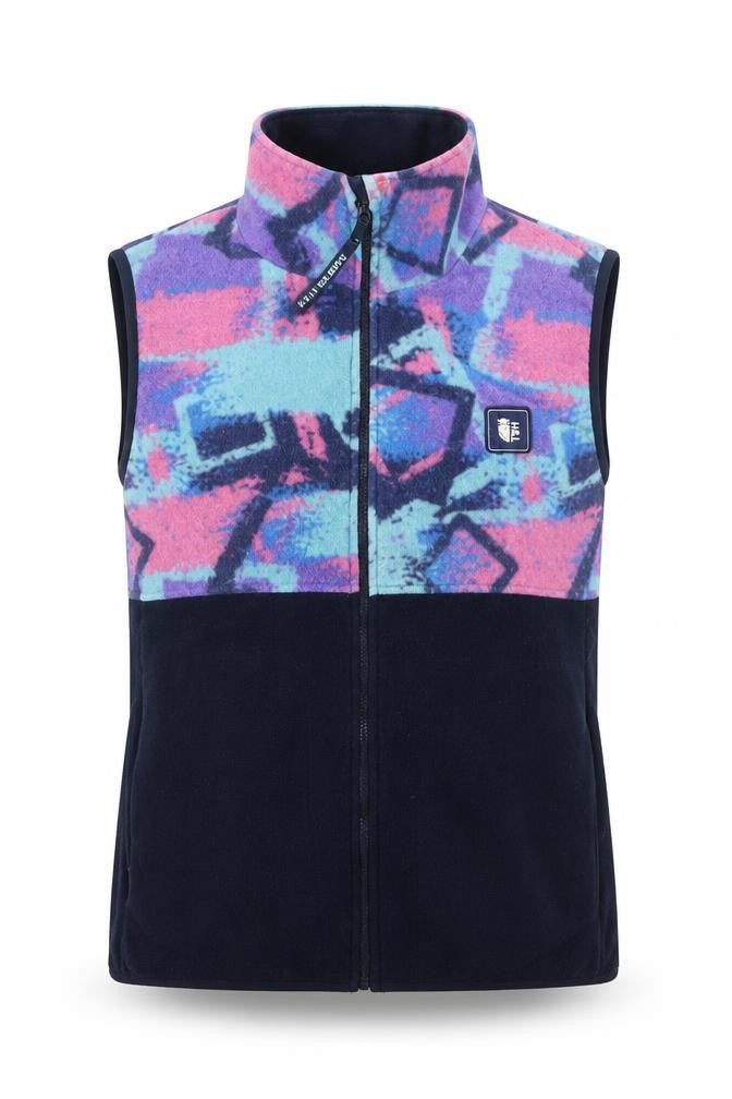 H&L Women’s Multicoloured Fleece Waistcoat Bodywarmer Size S Retro Style