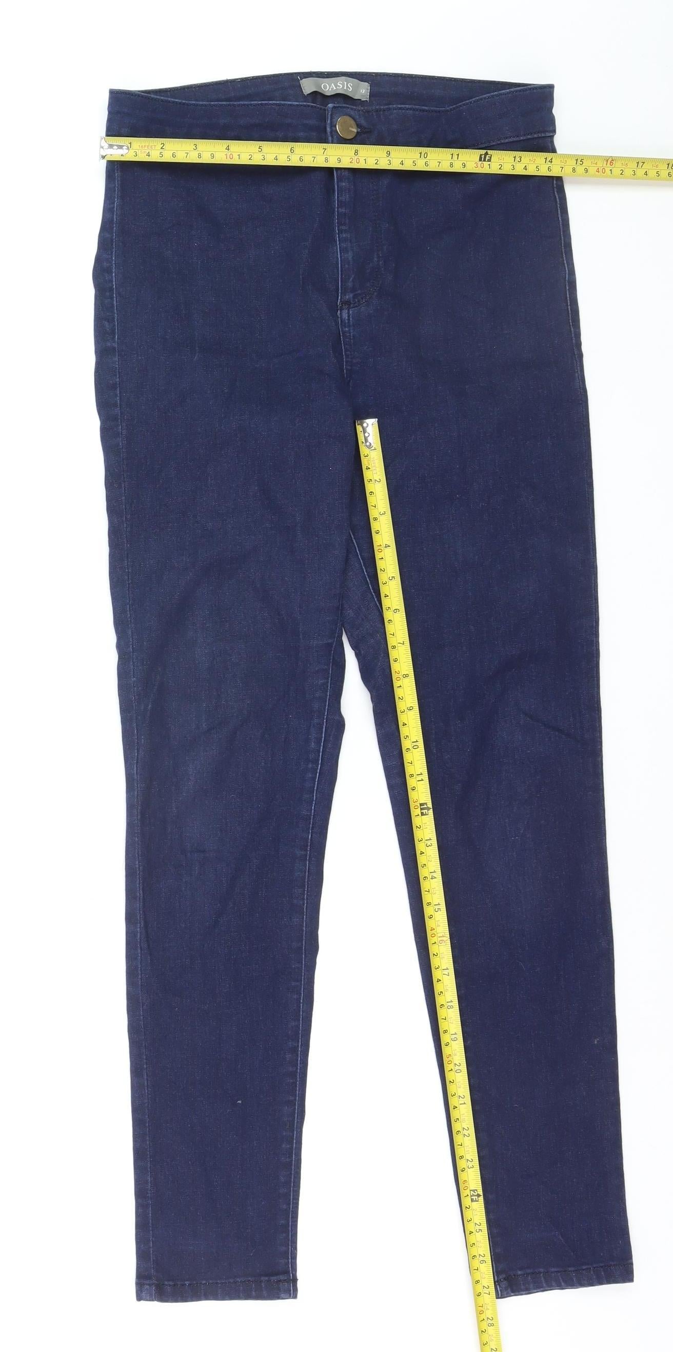 Oasis Women's Blue Skinny Slim Fit Stretch Jeans Size 12