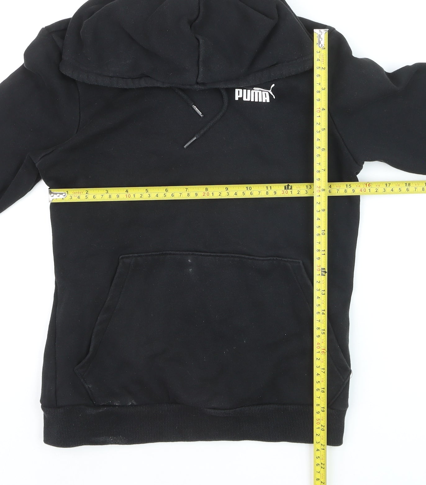 Puma Men’s Black Pullover Hoodie S Regular Fit Fleece Sweatshirt