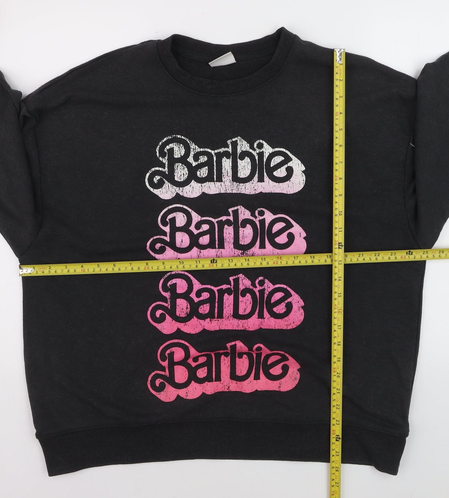 Primark Women Black Barbie Graphic Cotton Sweatshirt Size 12/14