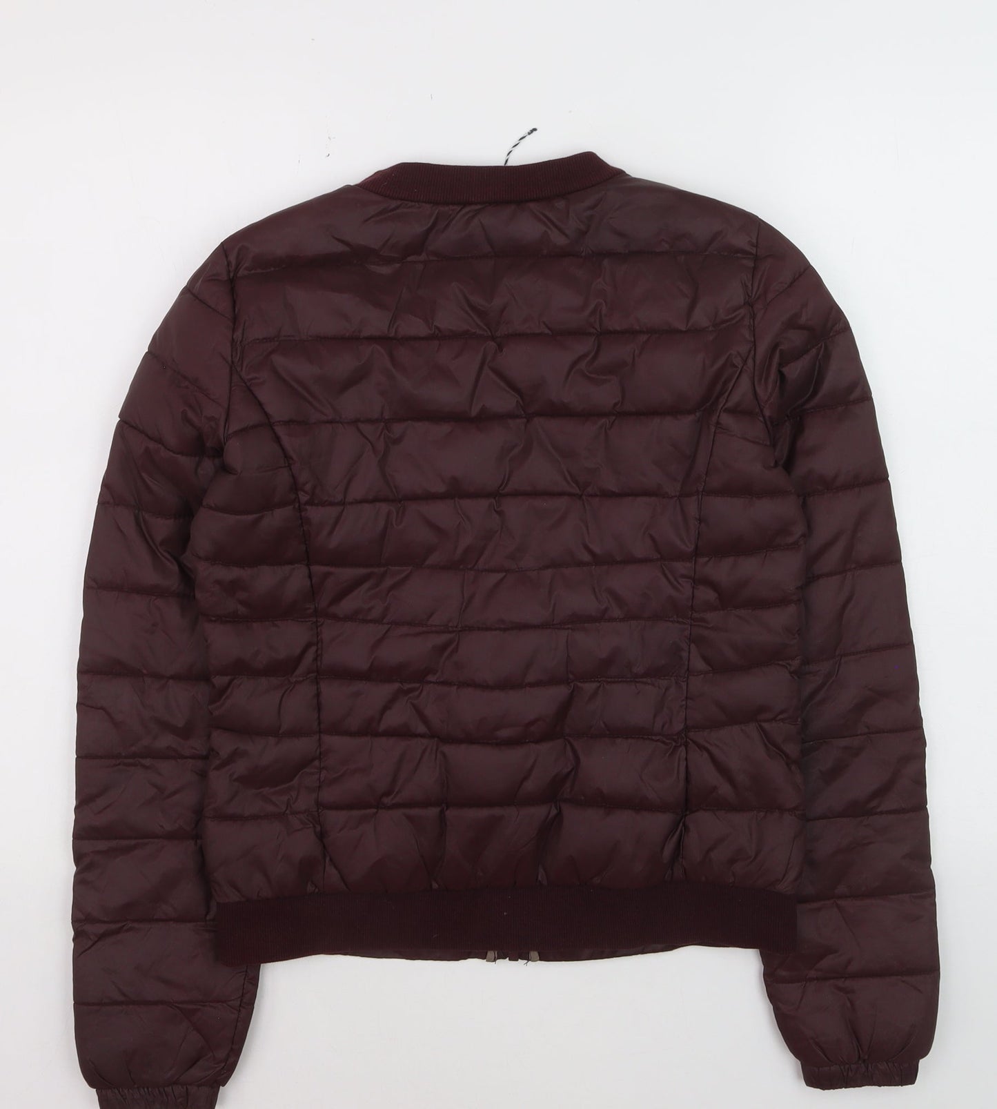 ONLY Women’s Brown Quilted Puffer Jacket Size 10 Lightweight Zip