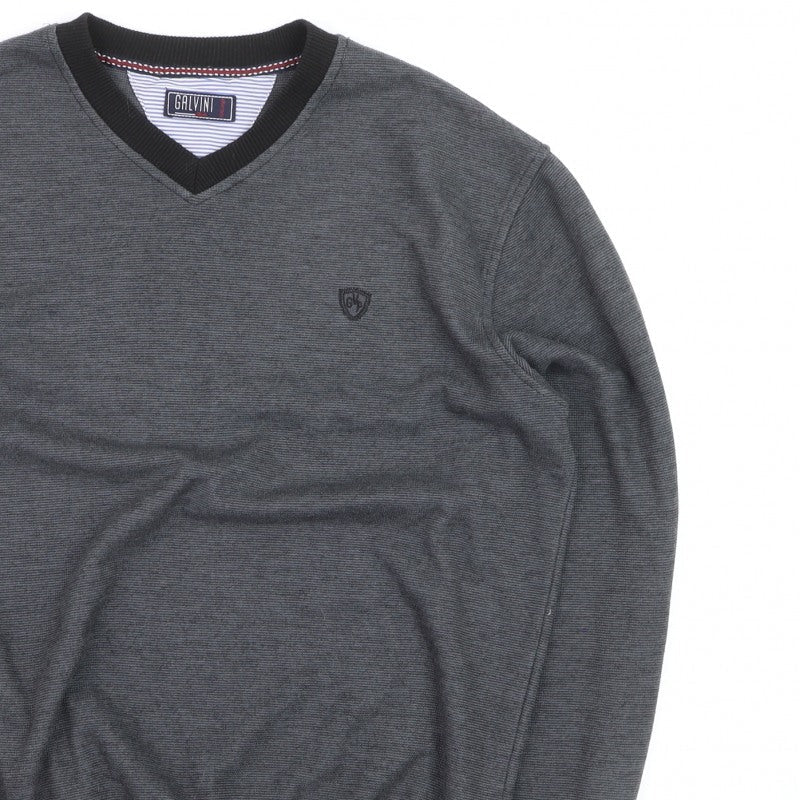 Additional view of Galvini men’s grey xl v-neck jumper casual knitwear